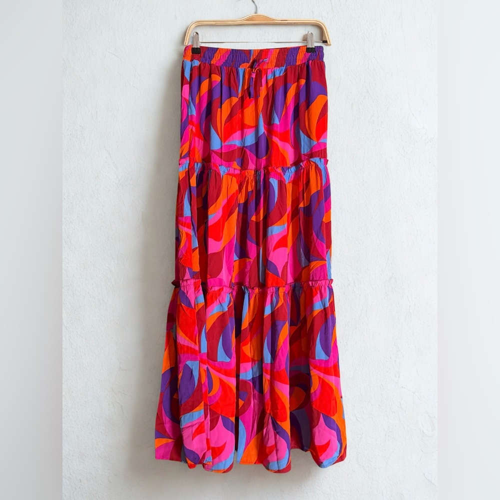 NWT Womens Boho Maxi Skirt — High Waist Tie Flowy Long Skirt with Pockets.